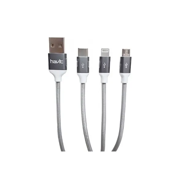 HAVIT H622 1.2M 3-IN-1 MICRO (ANDROID), LIGHTNING (iPHONE) & TYPE-C DATA & CHARGING CABLE