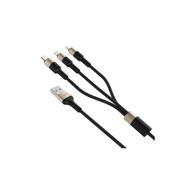 HAVIT H691 1.2M 2.0A 3-IN-1 MICRO (ANDROID), LIGHTNING (iPHONE) & TYPE-C DATA & CHARGING CABLE