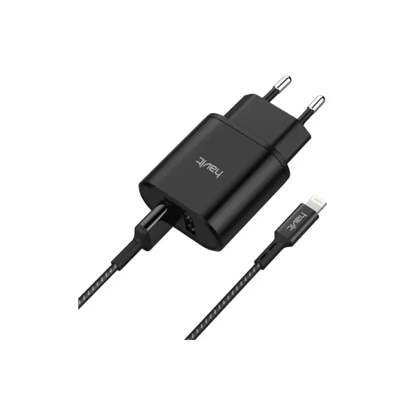 HAVIT ST822 2.1A 2-USB PORTS CHARGER SET W/LIGHTNING DATA CABLE