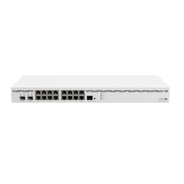 MIKROTIK CCR2004-16G-2S+ CLOUD ROUTER  1U rackmount, 16xGigabit Ethernet, 2xSFP+ cage, 4 cores x 1.7GHz CPU, 4GB RAM, Dual Power supplies