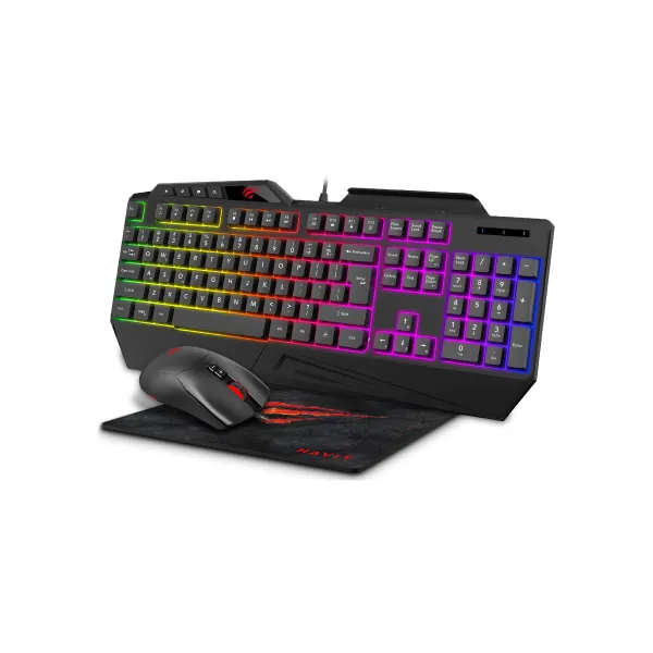 HAVIT KB889CM RGB GAMING KEYBOARD W/WRISTREST, MOUSE & MOUSE PAD 3-IN-1 COMBO