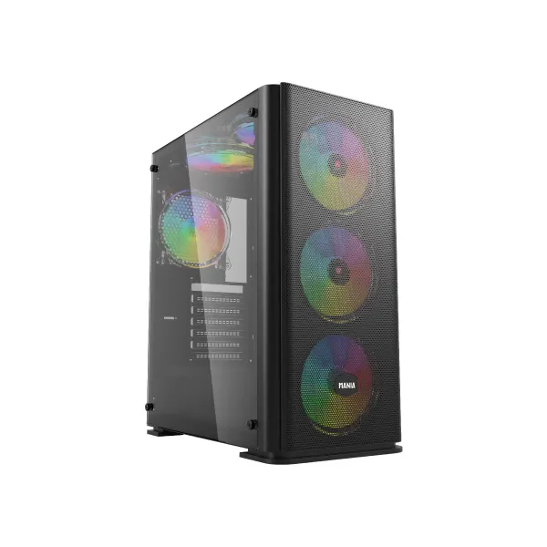VALUE-TOP MANIA M1 ATX MID TOWER CASE With 4x12cm ARGB FAN, 1xUSB3.0 & 2xUSB2.0/MESH FRONT PANEL, LEFT TEMPERED GLASS