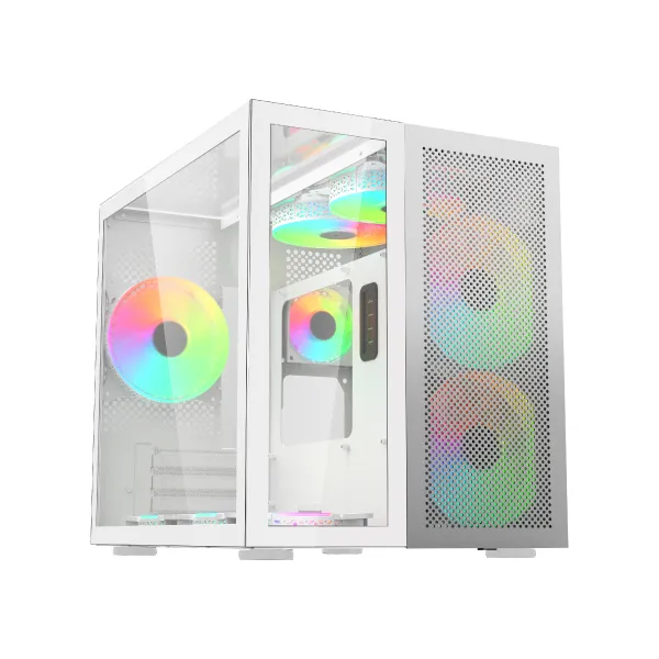 VALUE-TOP T7 DUAL-CHAMBER MICRO ATX ALUMINUM CUSTOM PREMIUM GAMING CASING W/2xUSB3.0, 1xType-C, HD AUDIO, DOUBLE TEMPERED GLASS WINDOW