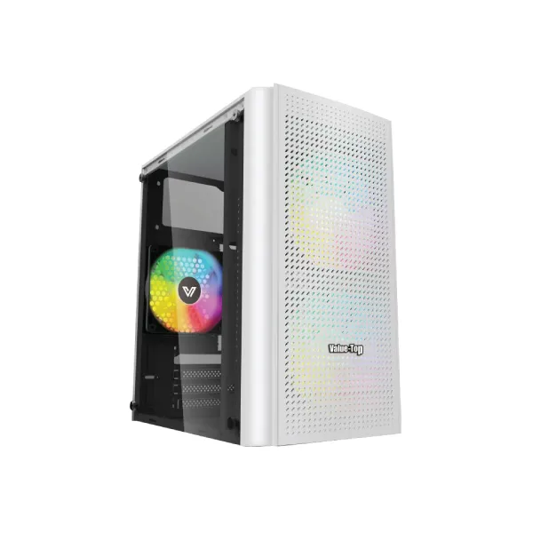 VALUE-TOP VT-M200-W WHITE COLOR MICRO ATX CASING with LEFT SIDE TEMPERED GLASS