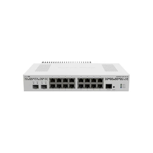 MIKROTIK CCR2004-16G-2S+PC CLOUD ROUTER  Passive Cooling, 1U rackmount, 16xGigabit Ethernet, 2xSFP+ cage, 4 coresx1.7GHz CPU, 4GB RAM, Dual Power supplies