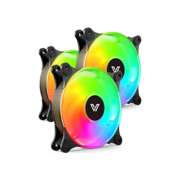 VALUE-TOP CR10-1232ARGB BLACK COLOR 12CM 3PCS ARGB FAN KIT WITH 10-PORT CONTROL HUB