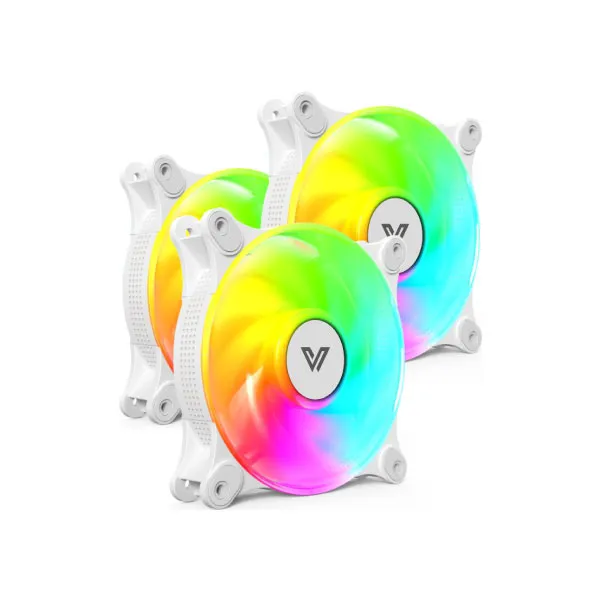 VALUE-TOP CR10-W1232ARGB WHITE COLOR 12CM 3PCS ARGB FAN KIT WITH 10-PORT CONTROL HUB
