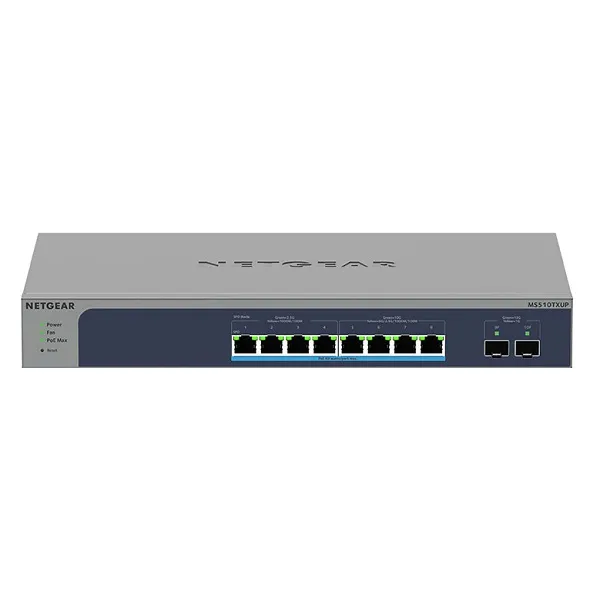 NETGEAR MS510TXUP 4-Port 1G/2.5G PoE++(UPoE) + 4-Port 1G/2.5G/5G/10G PoE+ + 2-Port SFP+ Smart Managed Rackmount Switch
