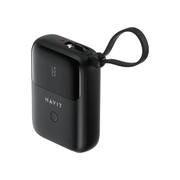HAVIT PB5215 10000mAh DISPLAY POWER BANK WITH USB-C & LIGHTNING CABLE