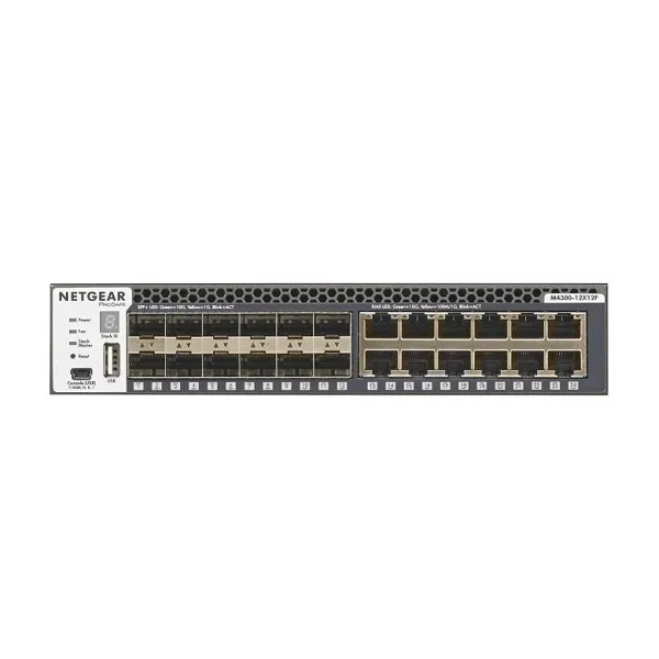NETGEAR M4300-12X12F (XSM4324S) 12-PORT SFP+ + 12-PORT 10G STACKABLE HALF-WIDTH AV LINE L3 MANAGED SWITCH